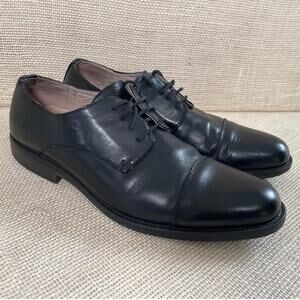 GH Bass & Co Cleaver Leather Oxfords Dress Shoes Men's Size 9 M Black Cap Toe